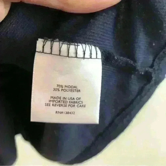 ModCloth Navy Blue Ribbed Mock Neck Short Sleeve Top Size Large - Picture 4 of 4